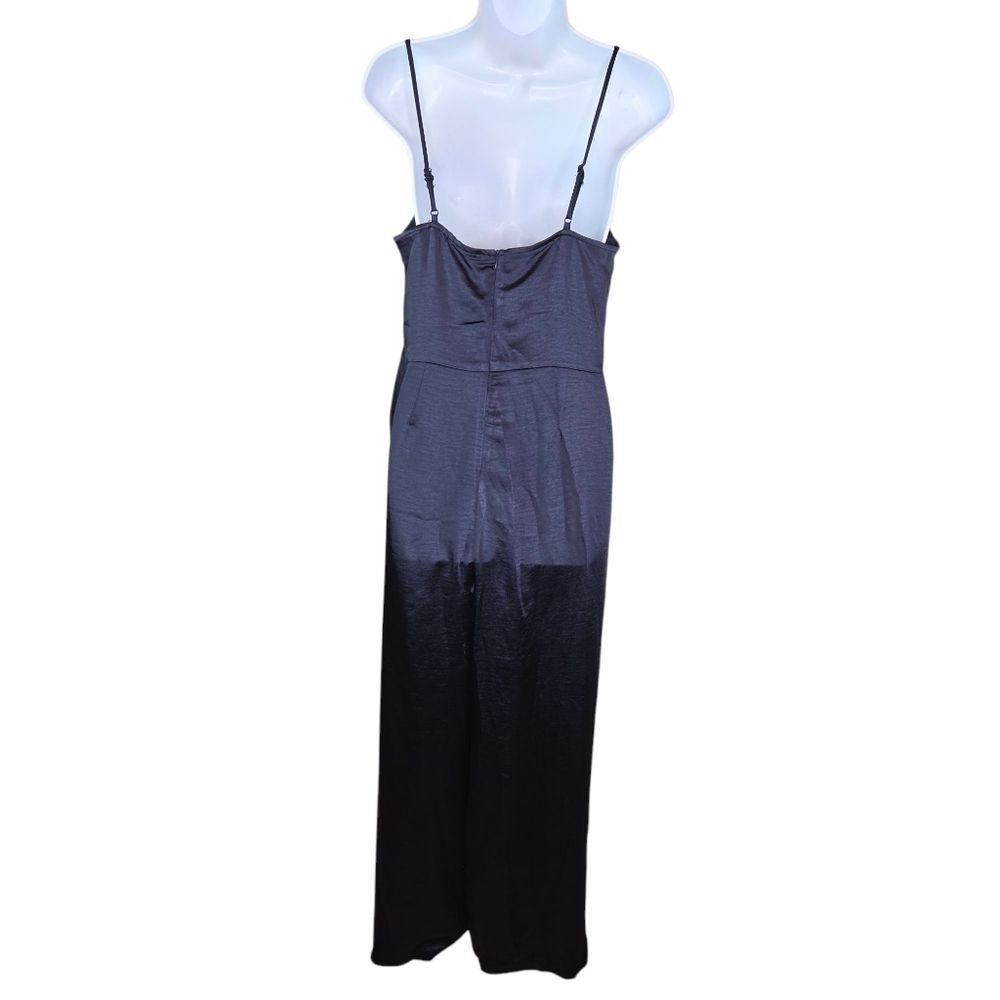 Skies Are Blue Nwt Women's Cowl Neck Navy Blur Satin Jumpsuit Size MEDIUM - Picture 4 of 14